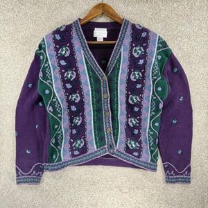 Christopher &‎ Banks Hand Knitted Sweater Cardigan S Cottage Core Festival *Flaw